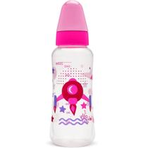 Mamadeira Menina 250ml Viva Bico Achatado Silicone Lolly Rosa