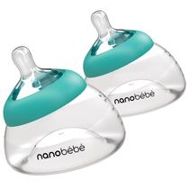 Mamadeira Nanobébé para Leite Materno, Semelhante ao Seio Materno para Recém-Nascidos, Anticólica, Pega Perfeita, Preserva Nutrientes do Leite Materno, Kit com 2 unidades Verde-azulado Mamadeira Nanobébé para Leite Materno, Semelhante ao Seio Materno para Recém-Nascidos, Anticólica, Pega Perfeita, Preserva Nutrientes do Leite Materno, Kit com 2 unidades Verde-azulado