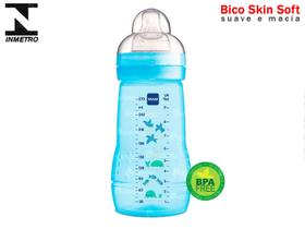 Mamadeira Para Bebe Ergonomica Mam Azul 270ml Com Tampa Antivazamento