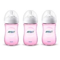 Mamadeira Pétala avent 260ml kit com 3 rosa bico 1m+ SCY 903/11 - Philips Avent