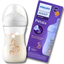 Mamadeira Philips Avent Pétala 260ml 3.0 Decorada Girafa 3m Bico N3
