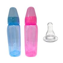 Mamadeira retrô redonda de silicone 240ml Menino Menina - Pepeta