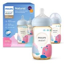 Mamadeiras AVENT PPSU Natural 270mL com bicos de fluxo médio