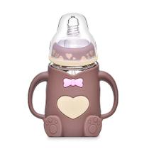 Mamadeiras de bebê à prova de vazamento de leite anti-cólica escala clara copo de beber urso fofo mamadeira bebê aprendendo marrom Mamadeiras de bebê à prova de vazamento de leite anti-cólica escala clara copo de beber urso fofo mamadeira bebê aprendendo marrom