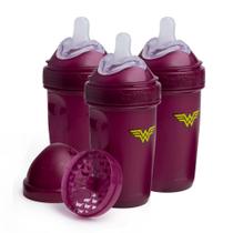Mamadeiras Herobility Wonder Woman Double Anti-Colic, 240 ml, pacote com 3