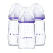 Mamadeiras Lansinoh Anti-Colic 240 mL, 3 unidades, com mamilos M Mamadeiras Lansinoh Anti-Colic 240 mL, 3 unidades, com mamilos M