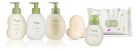 Mamãe Bebe Shampoo, Condic. Sabonete Liq. Colônia Lenço 6pc Verde-claro Mamãe Bebe Shampoo, Condic. Sabonete Liq. Colônia Lenço 6pc Verde-claro
