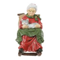Mamãe noel c/ gatinho na cadeira de balanço - 17cm