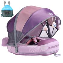 Mambobaby Float Add Tail Baby Swim Float Flutuador com dossel, piscina sólida, treinador de natação, treinamento de natação, deitado, sem ar, água flutua, cintura não inflável, anel de natação para crianças pequenas (concha - roxa)
