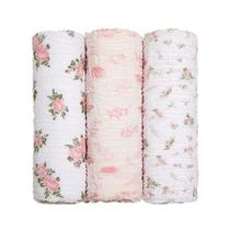 Mami 3 Pack Bamboo Muslim Baby Swaddle Cobertor, Soft Silky Swaddling Blankets Wrap para recém-nascido, Grande 47 x 47 polegadas (Baby Girl) - MAMI DESDE 1974