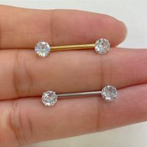 MAMILO AÇO ZIRCÔNIA PUSH PIN GARRINHA - Piercing de Aço Cirúrgico com Zircônias