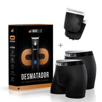 MANCLUB Kit Black: O Desmatador, 2 Lâminas de Cerâmica e 2 Cuecas Boxer - Aparador Elétrico de Virilha, Região Íntima e Pelos Corporais