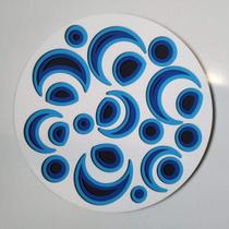 Mandala abstrata em camadas, preta azul e branca. 45cm - NEW ART