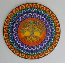 Mandala Arvore da vida 65cm pintada à mão cores chakras mdf 6mm