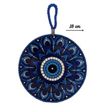 Mandala Decorativa de Ceramica Olho Grego com Cordão Trançado Azul 16x16 Cor C Mandala Decorativa de Ceramica Olho Grego com Cordão Trançado Azul 16x16 Cor C