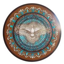 Mandala Divino Espirito Santo Color Turquesa 65x65cm - Oficina da Arte Brasil