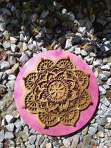 Mandala do amor - mandala com pedras naturais - ágata rosa - Própria.