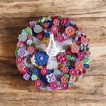 Mandala em madeira, divino e flores 50 cm Mandala em madeira, divino e flores 50 cm