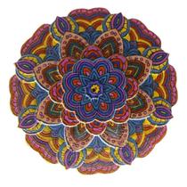 Mandala em Resina para Decoração Azul Rosa e Amarela - Maison Du Atelier
