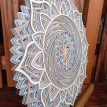 Mandala Espiral Em Camadas Relevo Decoração 3d 29cm