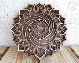 Mandala Espiral Em Camadas Relevo Decoração 3d 60cm - TALHARTE