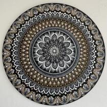 Mandala Estabilidade, Solidez e Auto controle 65cm pintada à mão MDF 6mm