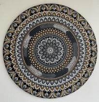 Mandala Estabilidade, Solidez e Auto controle 90cm pintada à mão MDF 6mm