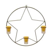 Mandala Estrela 38 cm Com vela amarela Decoração Castiçal - Velitas (r)