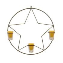 Mandala Estrela 38 cm Com vela amarela Decoração Castiçal