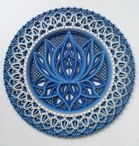 Mandala Flor De Lótus Relevo 3d Multicamadas Azul 29cm - TALHARTE