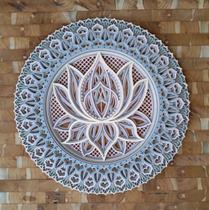 Mandala Flor De Lótus Relevo 3d Rosa/creme/cinza 29cm