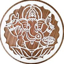 Mandala Ganesha - MDF - Branco - Enfeite Decortivo - 10cm
