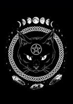 Mandala Gato Místico Fases da Lua - Quadro Decorativo