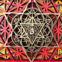 Mandala Om, Cubo De Metatron Relevo 3d Multicamadas 29 cm - TALHARTE