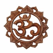 Mandala Om Flor De Lótus De Madeira Suar 25Cm