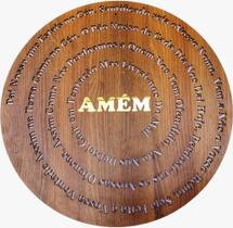 Mandala Oração Pai Nosso em MDF Textura Mogno 60cm