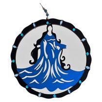 Mandala Orixá Iemanjá C/ Espelho Imagem Umbanda Parede 20cm