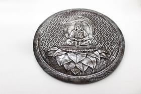 Mandala Parede Buda Prateado Resina 33 cm
