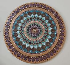 Mandala Prosperidade 65cm pintada à mão MDF 6mm