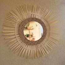 Mandala Raio De Sol Decoração Parede Com Espelho - palha decor