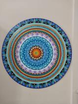 Mandala Renovação 90cm diâmetro pintada à mão mdf 6mm