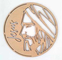 Mandala Rosto Jesus Aplique decorativo em MDF cru c/ fita dupla face decoração fé