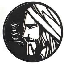 Mandala Rosto Jesus Aplique decorativo em MDF Preto c/ fita dupla face decoração fé