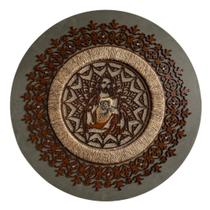 Mandala Sagrado Coração Jesus Cimento Queimado 50x50cm - Oficina da Arte Brasil