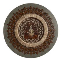 Mandala Sagrado Coração Maria Cimento Queimado 50x50cm - Oficina da Arte Brasil