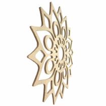 Mandala Vazada em MDF Cru 3mm Flor e Arabescos - cnc11