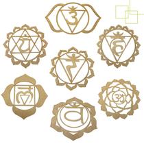 Mandalas Chakras em MDF Kit 7 Peças Decoração Ambiente Zen e Terapias Holísticas 10 Cm Cada