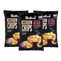 Mandioca Chips com Sal Rosa Himalaia Sem Glúten Belive contendo 3 pacotes de 50g cada Mandioca Chips com Sal Rosa Himalaia Sem Glúten Belive contendo 3 pacotes de 50g cada
