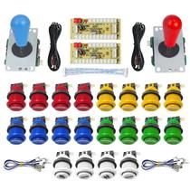 Mando Arcade Botão Joystick Kit, 2 Jogadores, USB, Codificador para PC, Rasberry Pi, Happ, Gabinete
