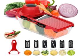 Mandoline Ralador Cortador Fatiador Legumes Multifuncional Lâmina Aço 6 Em1 - GRUPO SHOPMIX